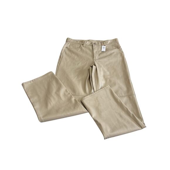 GAP NWT Cheeky  Straight High Rise Tan Faux Leather Pants Size 31 - Picture 1 of 9
